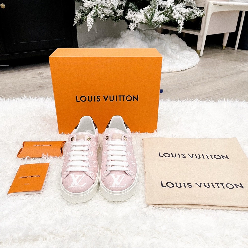new authentic louis vuitton pink monogram time out sneakers